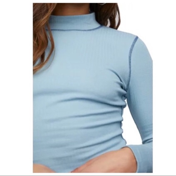 FREE PEOPLE BOHO KNIT TOP PULLOVER KNIT LONG SLEEVES MOCK NECK COTTON TEE A3C - Picture 14 of 16